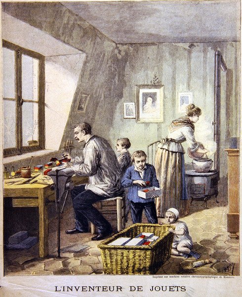 Legetøjsopfinderen, slutningen af det nittende århundrede (chromo litho) af Henri Meyer