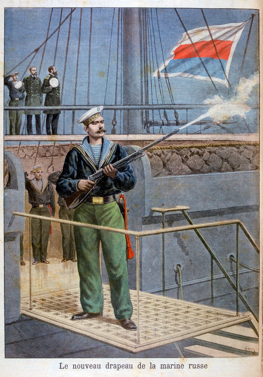 Det nye flag for den russiske flåde, 1898 af Henri Meyer