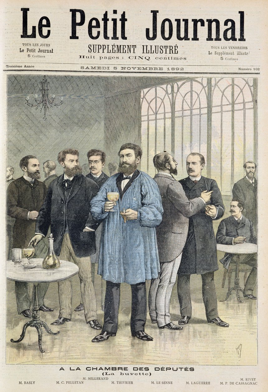 Titelside, der viser baren i Deputerethuset, illustration fra det illustrerede supplement til Le Petit Journal, 5. november af Henri Meyer