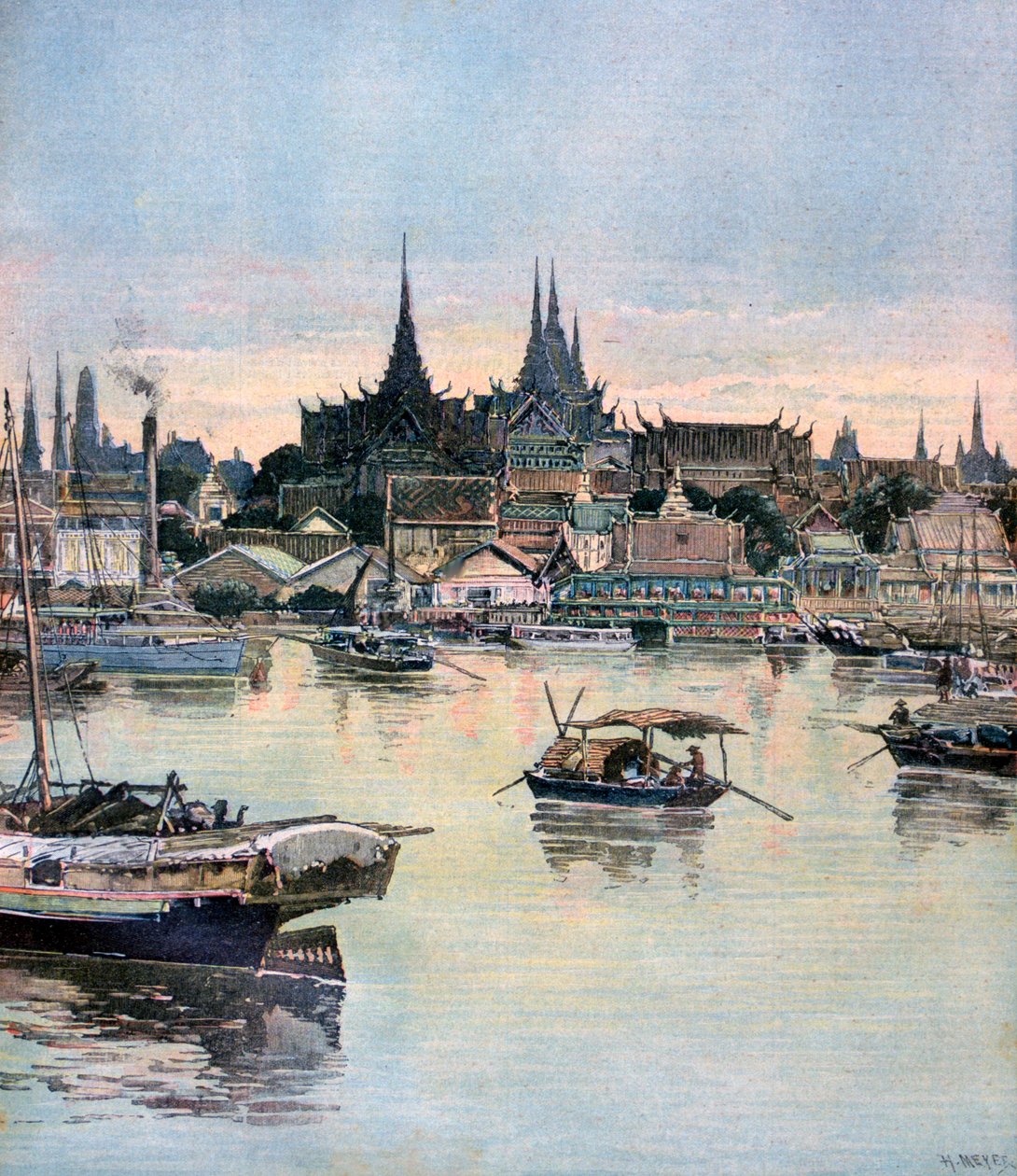 Udsigt over Bangkok, 1893 af Henri Meyer