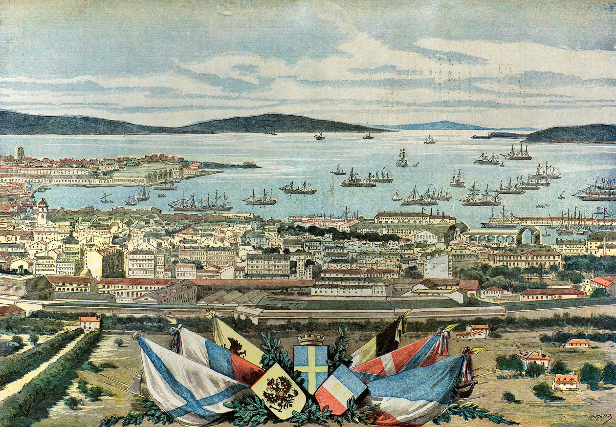 Udsigt over havnen i Toulon af Henri Meyer