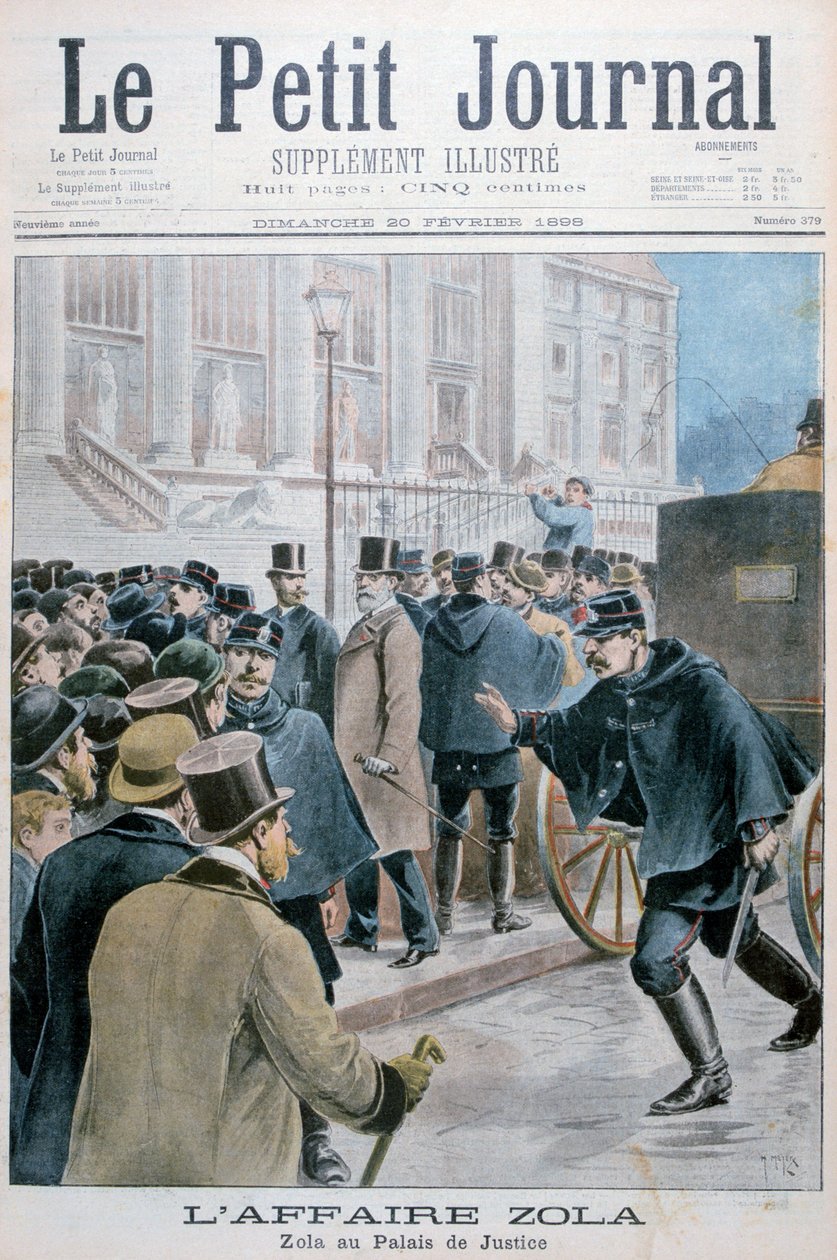 Émile Zola-affæren, ført til Palais de Justice, Paris, 1898 af Henri Meyer
