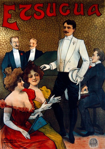 Plakat, der reklamerer for den franske chanteur, Etsugua, ca. 1890 (farve litho) af Henri Paolo