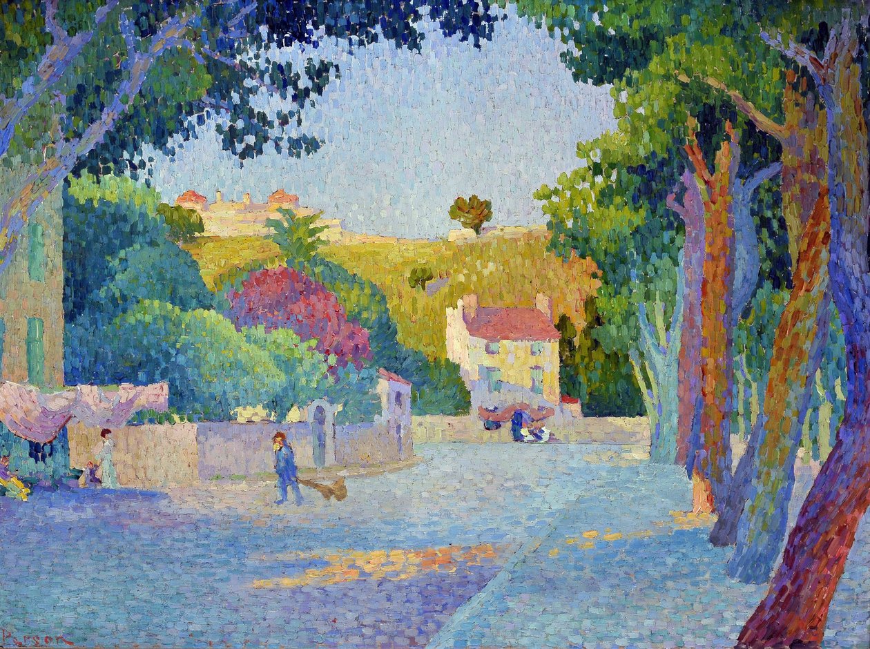 Place des Lices i Saint Tropez (Saint-Tropez) (olie på lærred) af Henri Person