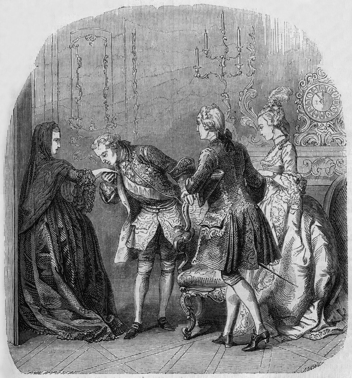 Prinsessen af Lamballe, kong Louis XV, Louis de Richelieu, grevinde Jeanne du Barry af Henri Philippoteaux