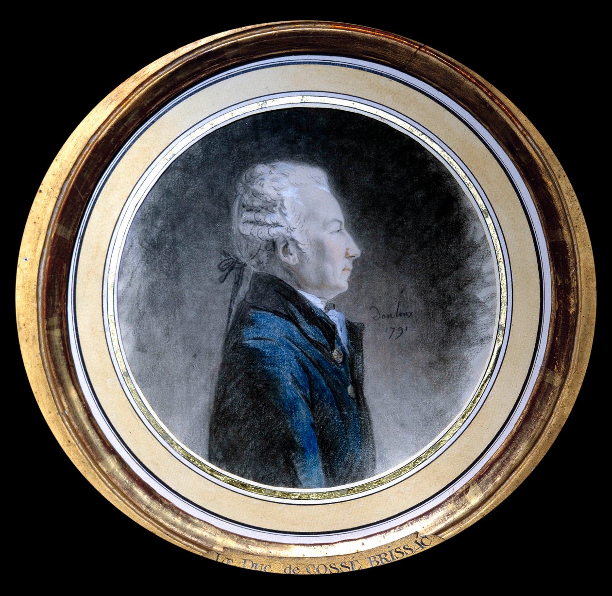 Portræt af Louis Hercule Timoleon de Cosse (Cosse-Brissac) (1734-1792), hertug af Brissac. Han er Frankrigs store kurvemager og guvernør i Paris på tidspunktet for den franske revolution. Akvarel tilskrevet Henri Pierre Danloux (1753-1809). 1791 af Henri Pierre (attr. to) Danloux