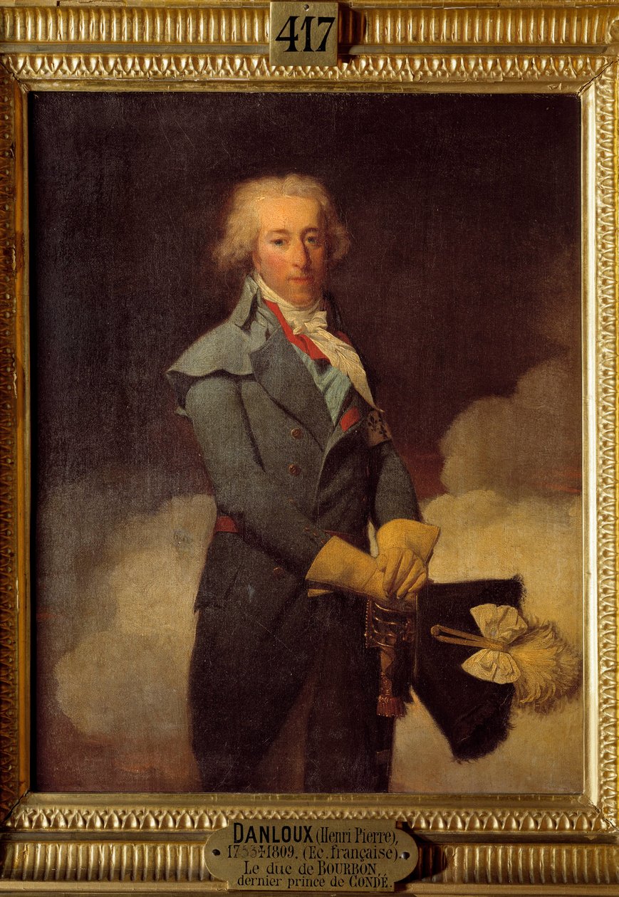 Portræt af Louis Henri Joseph de Bourbon (1756 - 1830) niende og sidste prins af Conde. Maleri af Henri Pierre Danloux (1753 - 1809) af Henri Pierre Danloux