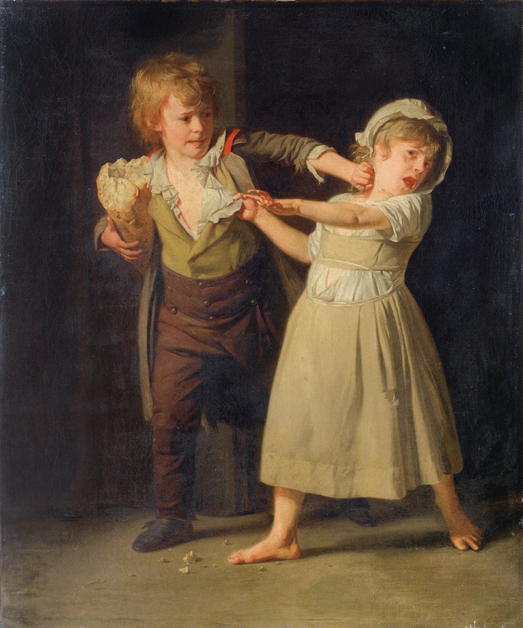 To børn slås om et stykke brød af Henri Pierre Danloux