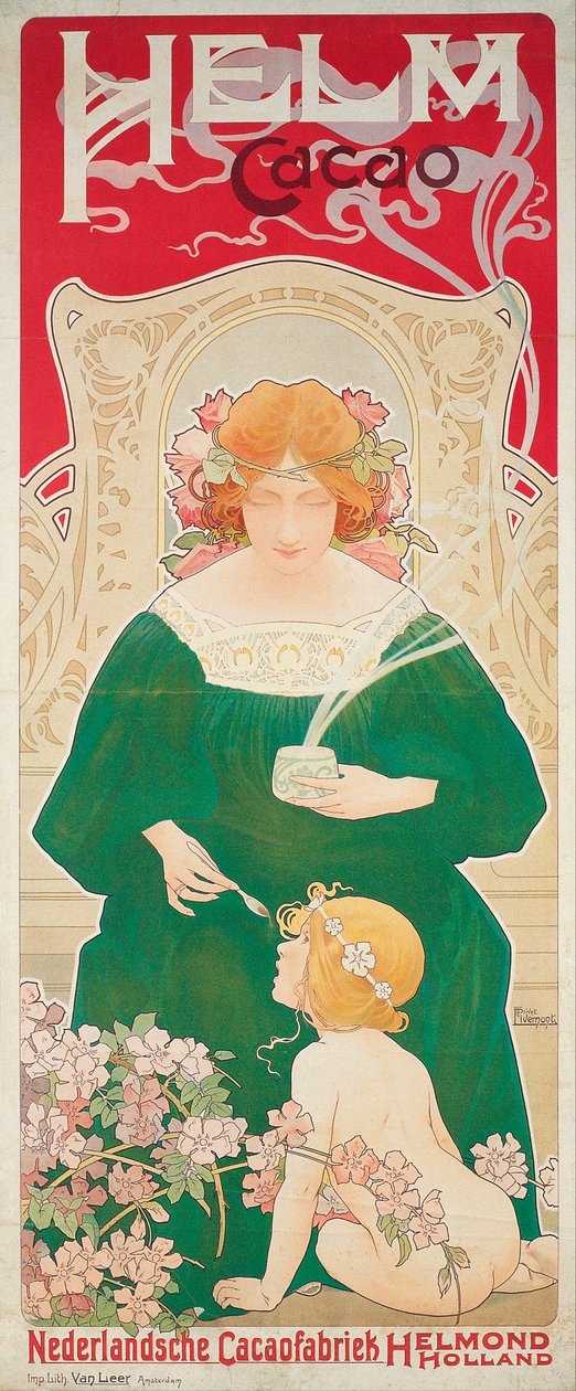 Helm Cacao - Oeuvre de Henri Privat Livemont (Privat-Livemont) (1861-1936) - 1899 - Farvelitografi - 154,5x66,5 - Museu Nacional d