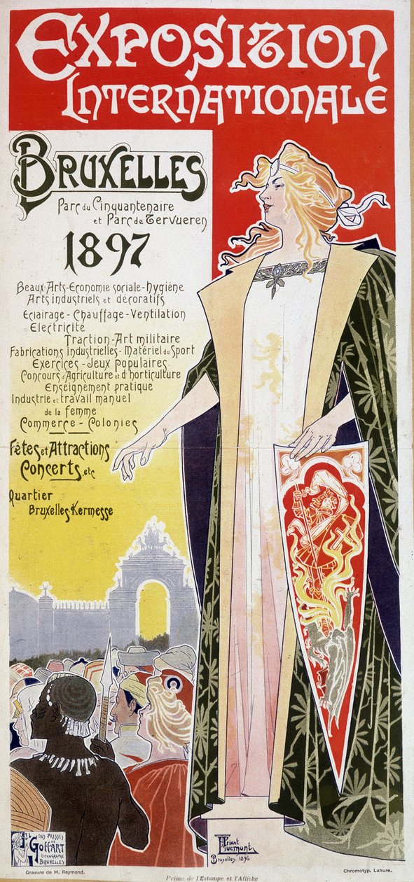 Plakat af Bruxelles Internationale Udstilling 1897 af Henri Privat Antoine Theodore Livemont (nogle gange kaldet Privat-Livemont) (1861-1936) af Henri Henri Antoine Théodore Livemont