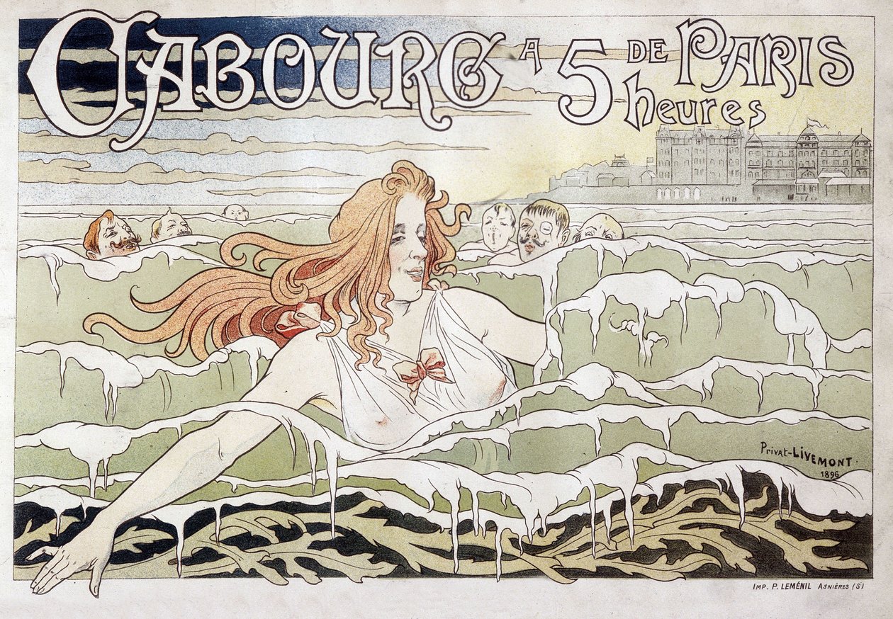 Cabourg 5 timer fra Paris - Reklameplakat af Privat Livemont af Henri Henri Antoine Théodore Livemont