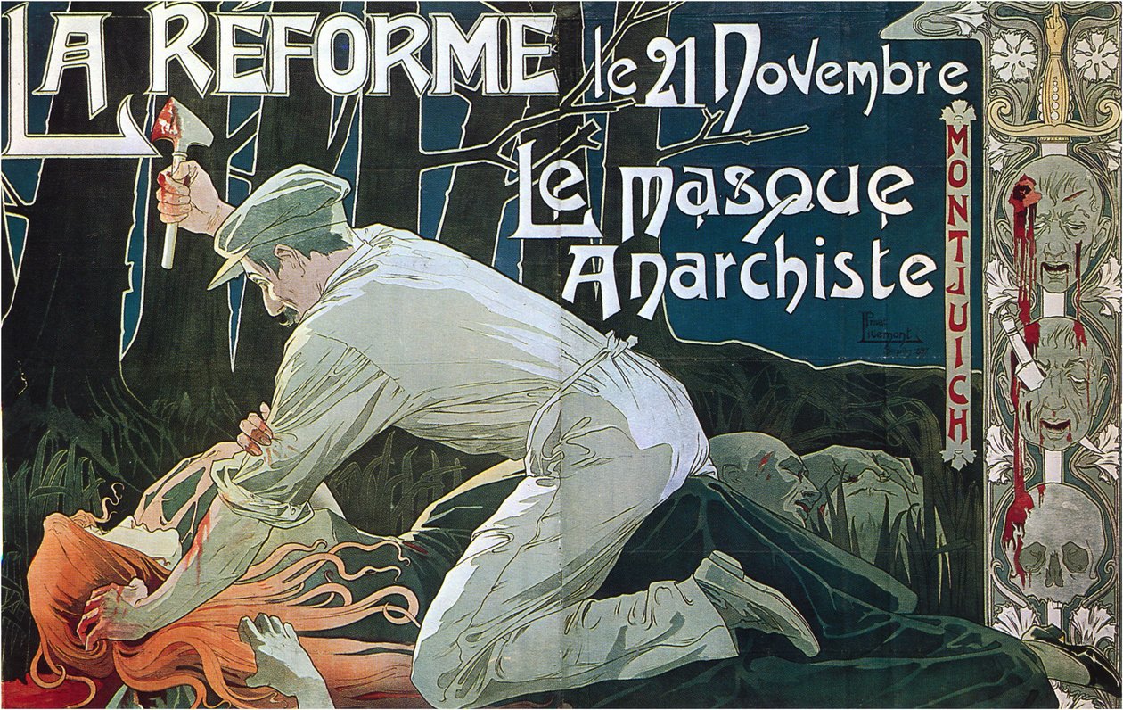 Reformationen den 21. november, den anarkistiske maske, 1897 af Henri Henri Antoine Théodore Livemont