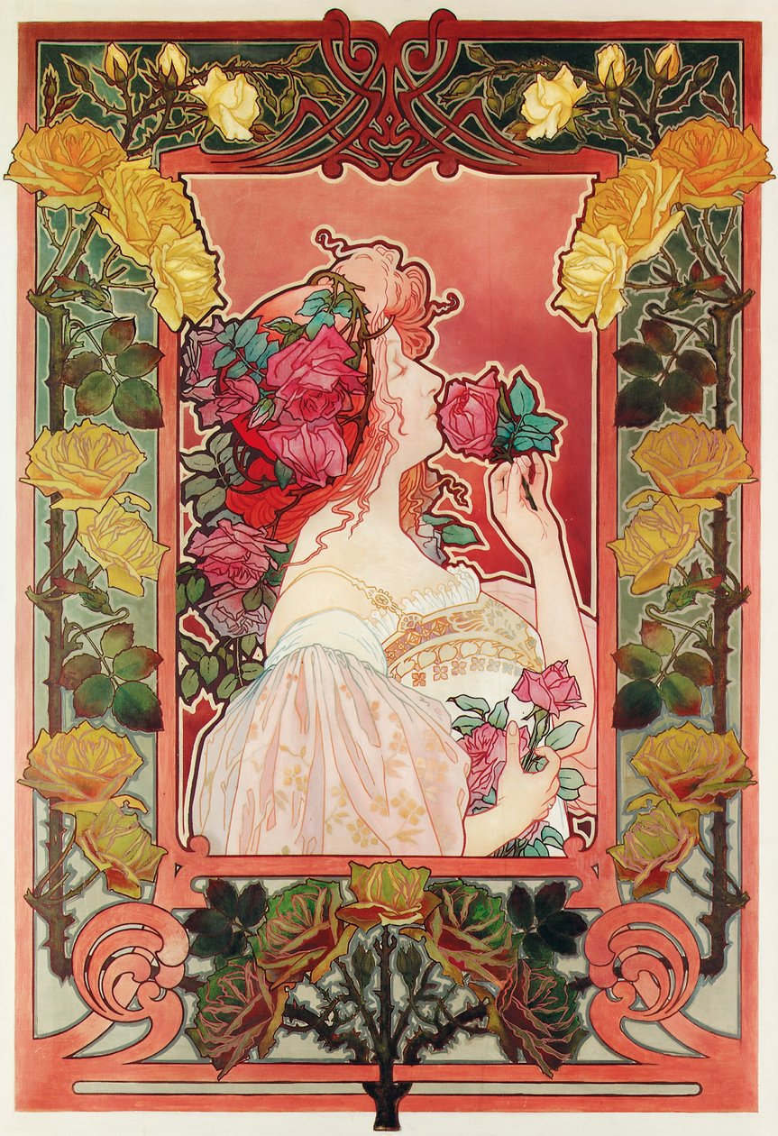 The Scent of a Rose, ca. 1890 (olie på lærred) af Henri Henri Antoine Théodore Livemont