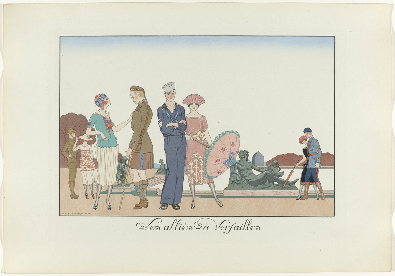 De allierede i Versailles. (titel på objekt) The Happiness of the Day eller Fashionable Graces (serietitel) af Henri Reidel
