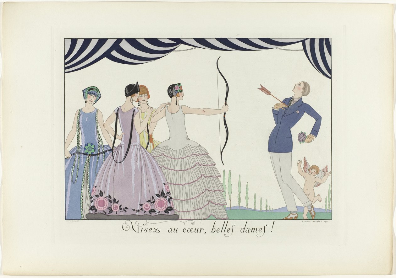 Sigt efter hjertet, smukke damer! (titel på objekt) The Happiness of the Day eller Fashionable Graces (serietitel) af Henri Reidel