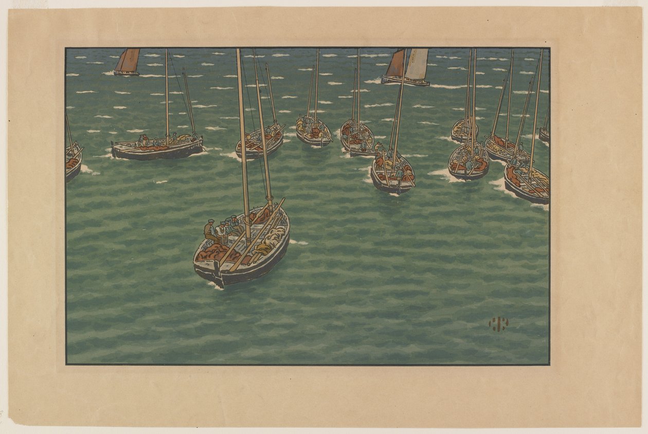 Både for anker i Tréboul, plade 5 fra "Le Beau Pays de Bretagne" af Henri Rivière
