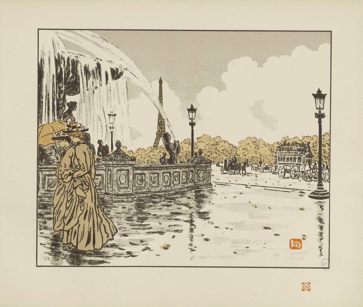 Fra Place de la Concorde [De seksogtredive udsigter over Eiffeltårnet] af Henri Rivière