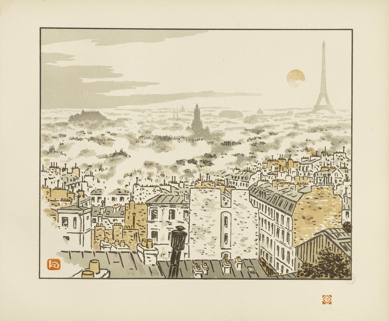Fra rue des Abbesses [De seksogtredive udsigter over Eiffeltårnet] af Henri Rivière