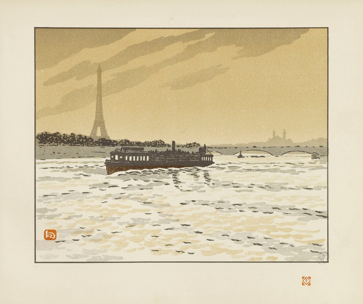 Fra Quai de la Conférence [De seksogtredive udsigter over Eiffeltårnet] af Henri Rivière
