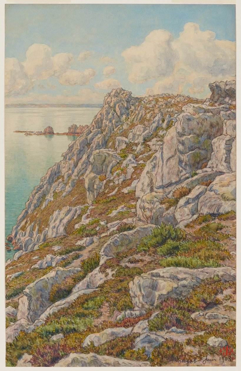 Klippen der Île Vierge. Bucht von Douarnenez. Morgat af Henri Rivière