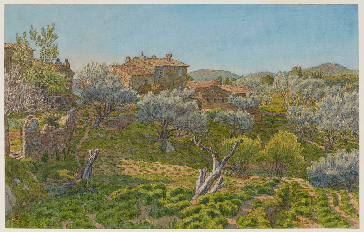 Bauernhöfe in Bormes af Henri Rivière