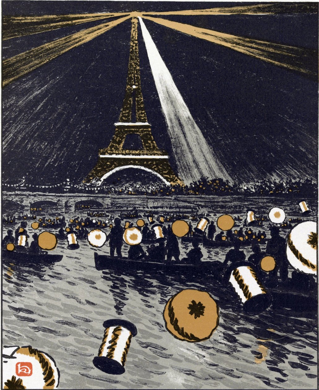 Festligheder på Seinen, 14. juli (fra 36 udsigter over Eiffeltårnet) af Henri Rivière