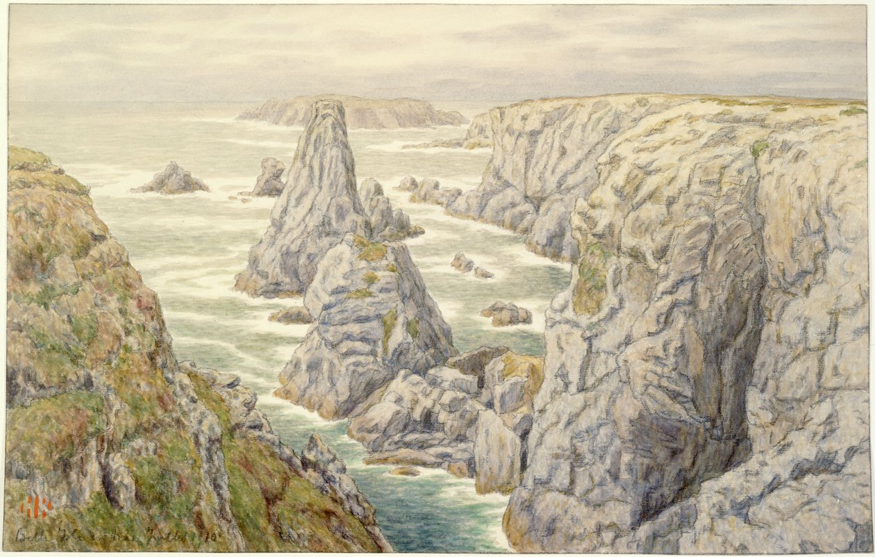 Klipperne ved Port Coton. Belle-Isle af Henri Rivière