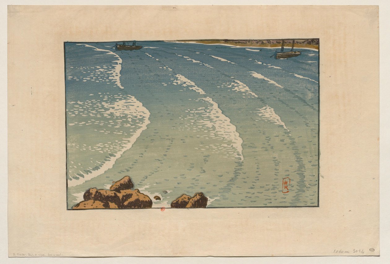 [Bølge ved stigende tidevand, stranden ved La Garde-Guérin (Saint-Briac)] af Henri Rivière