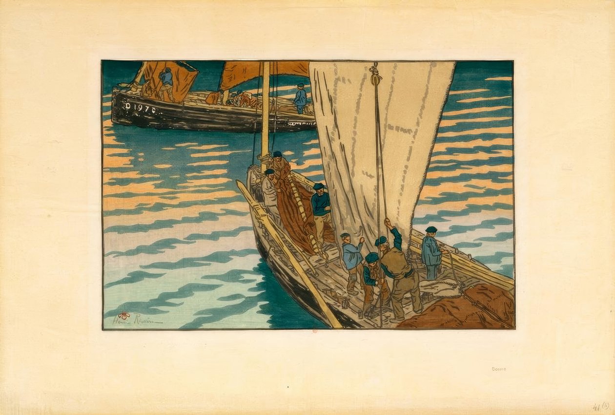 Afgang med sardinbåde fra Tréboul af Henri Rivière