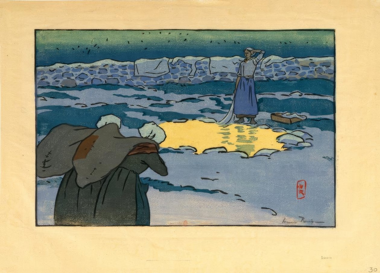 Tøjvask i Haut-Trestraou af Henri Rivière