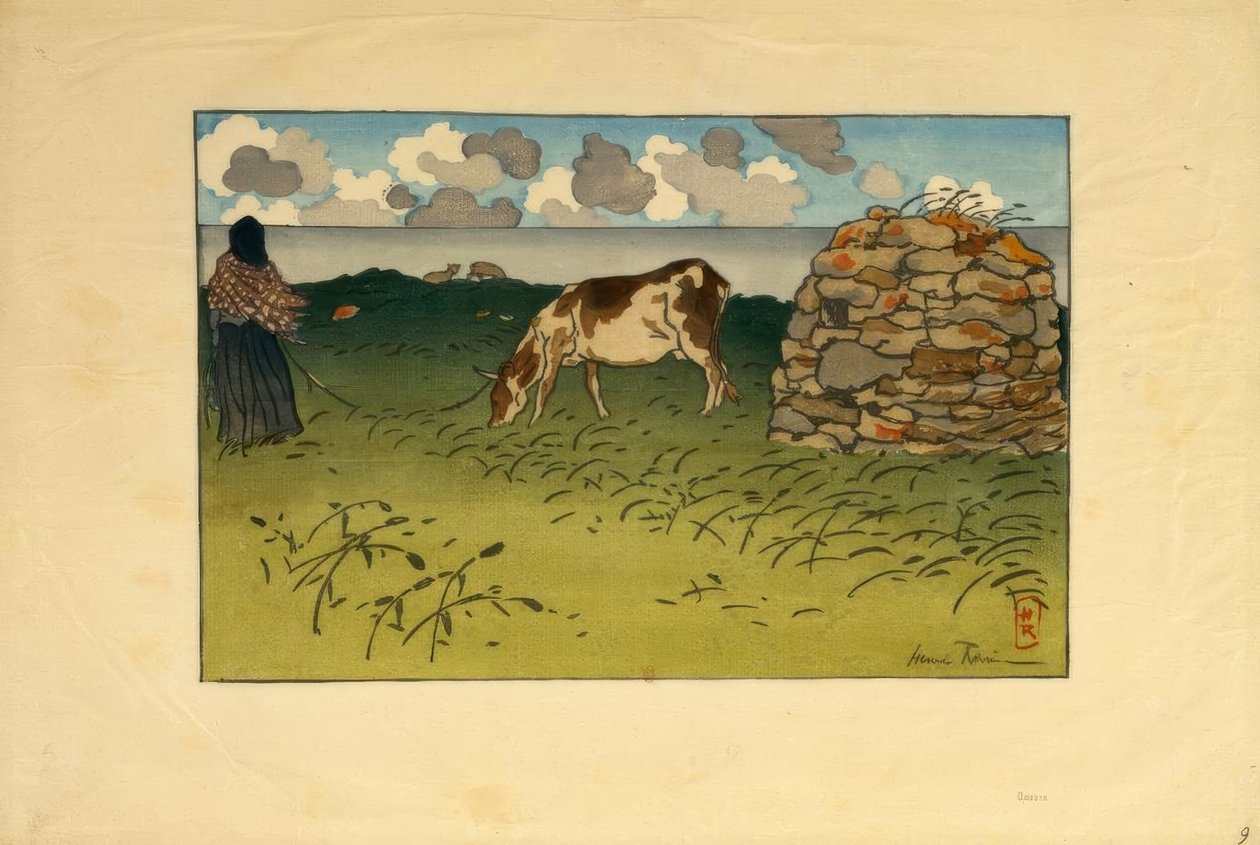 En kvinde og en ko, Pointe de la Haye (Saint-Briac) af Henri Rivière