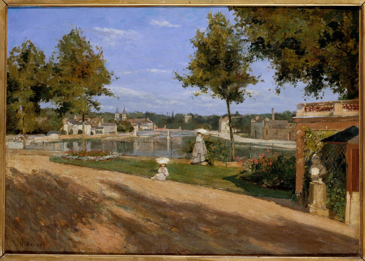 Terrassen ved Seinen ved Melun Maleri af Henri Rouart (1833-1912) 1880 Søn. 0,46x0,65 m Paris, musee d