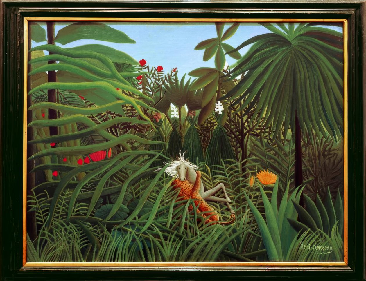 Hest angrebet af en jaguar af Henri Rousseau
