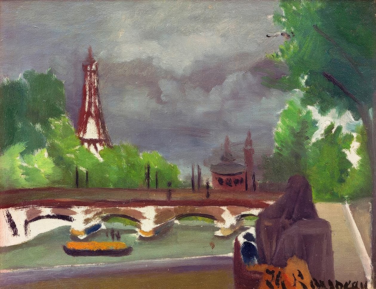 Skitse, udsigt over Eiffeltårnet og Trocadero af Henri Rousseau