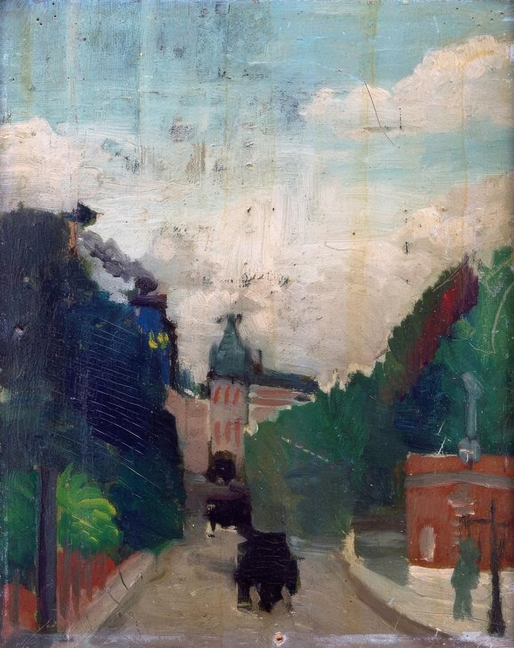 Skitse, udsigt over Metropolitan Palace af Henri Rousseau