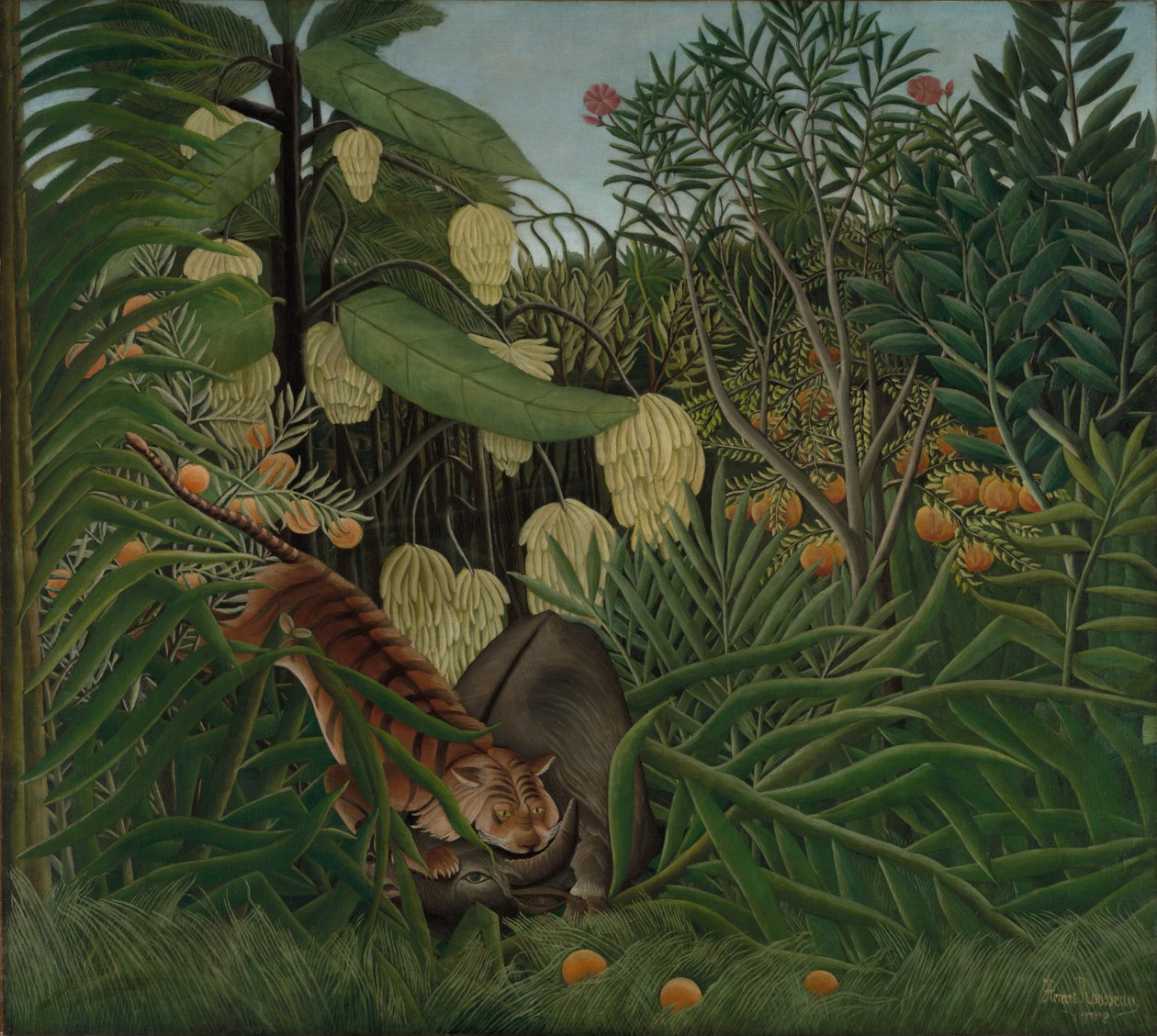 Kamp mellem en tiger og en bøffel af Henri Rousseau