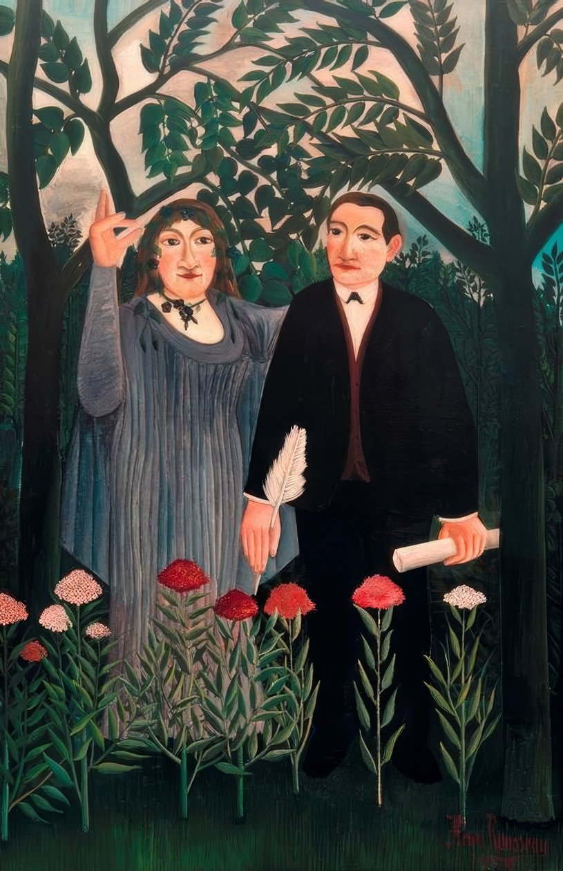 Musen, der inspirerer digteren af Henri Rousseau