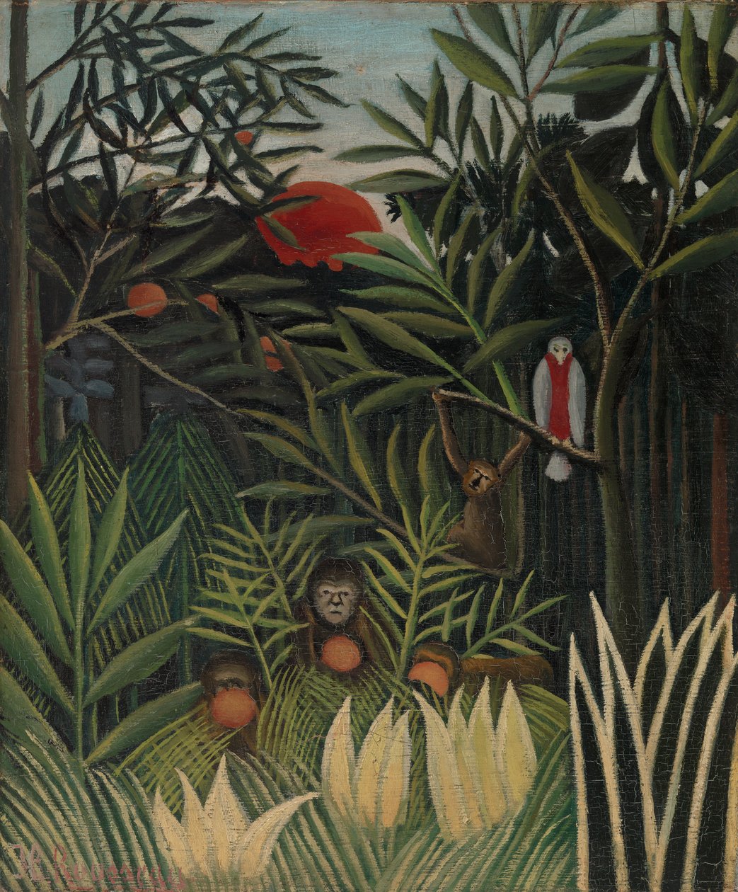 Aber og papegøje i Jomfruskoven af Henri Rousseau