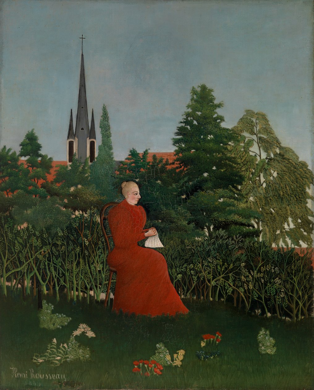Portræt af en kvinde i et landskab af Henri Rousseau