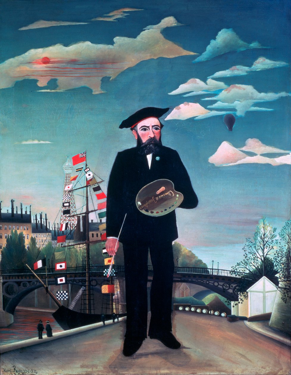 Selvportræt, fra LIle Saint-Louis, 1890 af Henri Rousseau