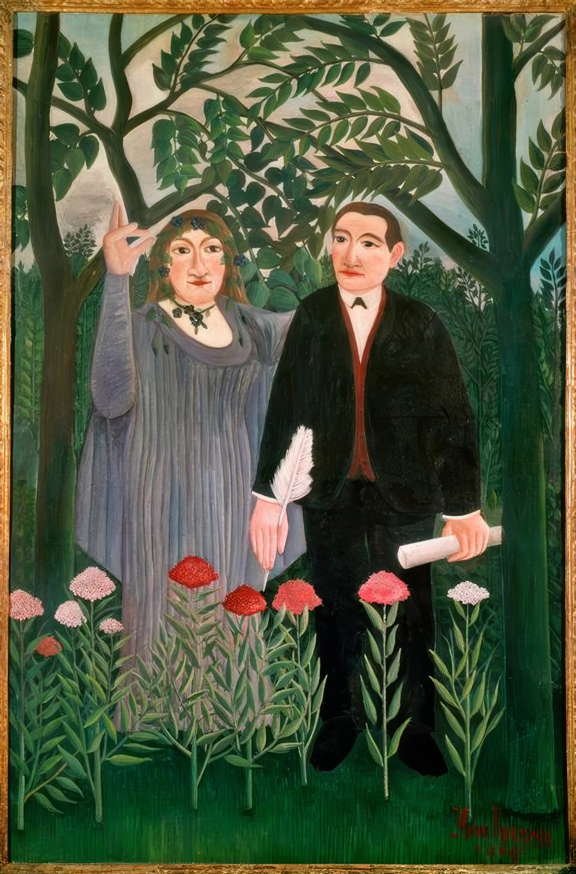 Musen inspirerer digteren af Henri Rousseau