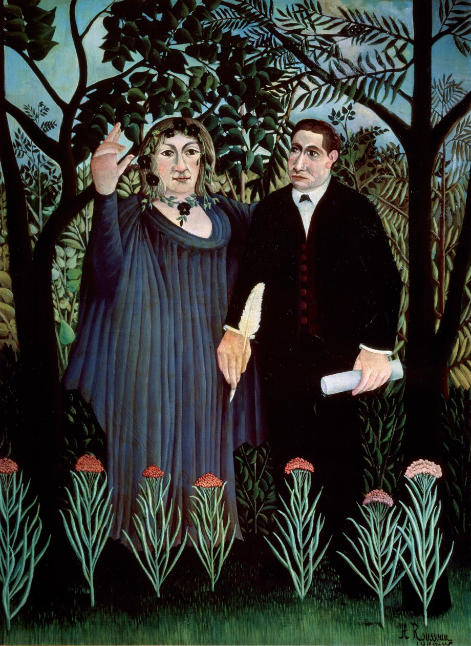 Digteren og hans Muse. Portræt af Guillaume Apollinaire og Marie Laurencin, 1909 af Henri Rousseau