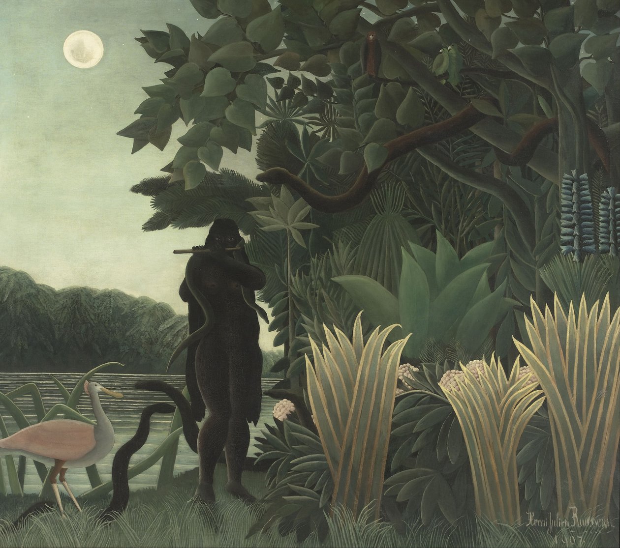 Slangetæmmeren, 1907 af Henri Rousseau