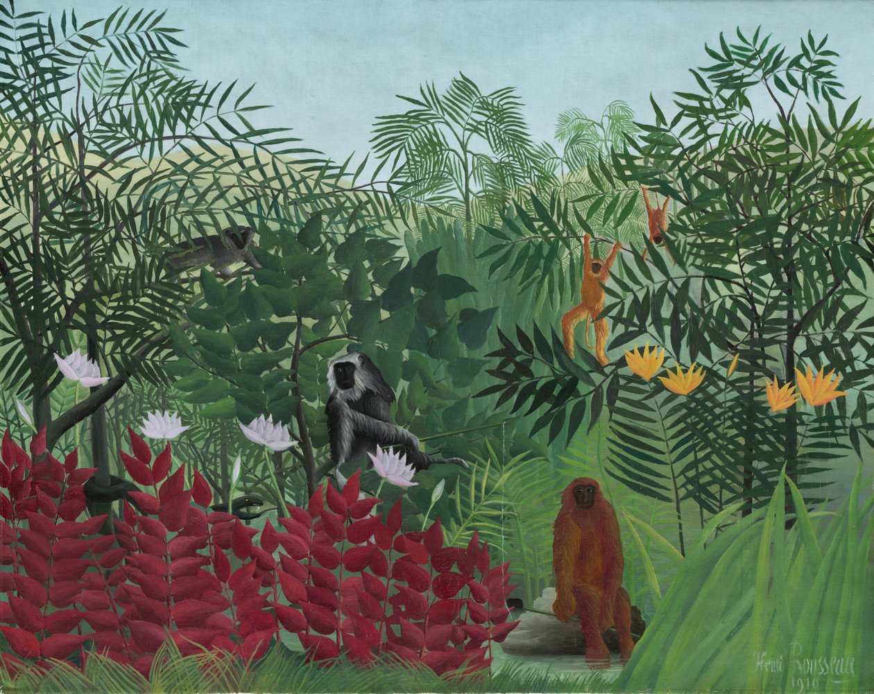 Tropisk skov med aber af Henri Rousseau