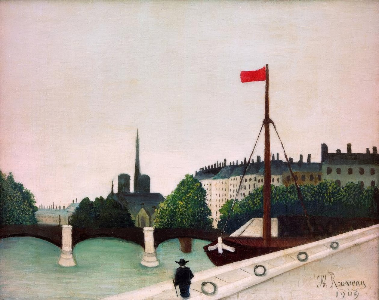 Udsigt over Île Saint-Louis fra Quai Henri IV af Henri Rousseau