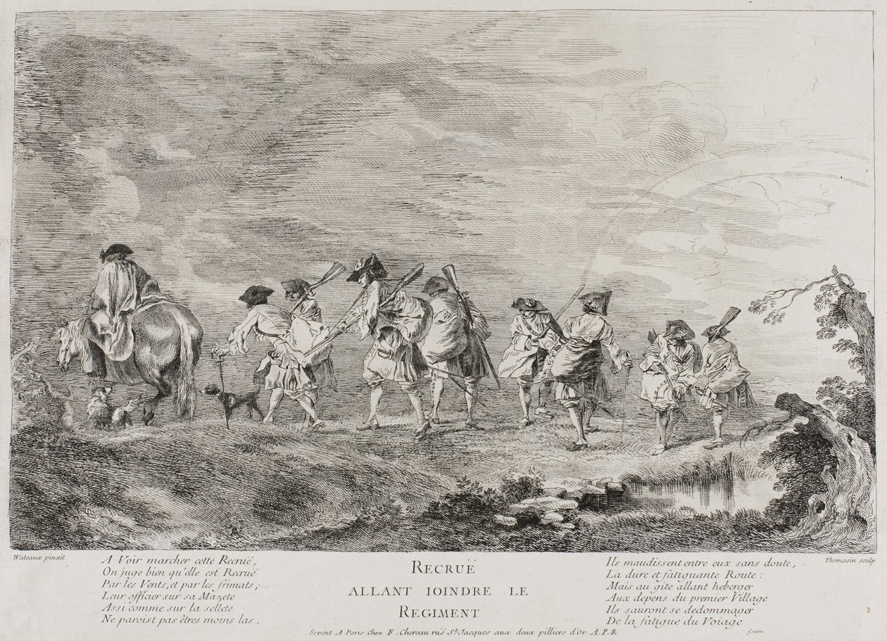 Rekrutter på vej til at slutte sig til regimentet, 1717?-26 af Henri Simon Thomassin