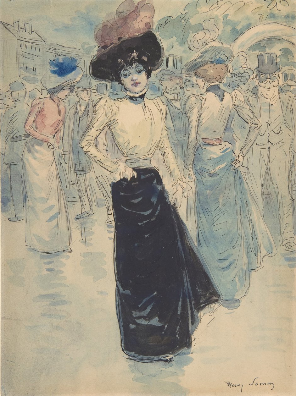 I Parisienne har vi Crowded Street, ca. 1880-1907. af Henri Somm