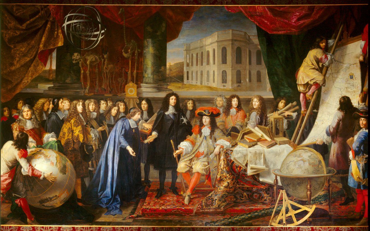Colbert præsenterer medlemmerne af Royal Academy of Sciences for Louis XIV i 1667 (olie på lærred) af Henri Testelin