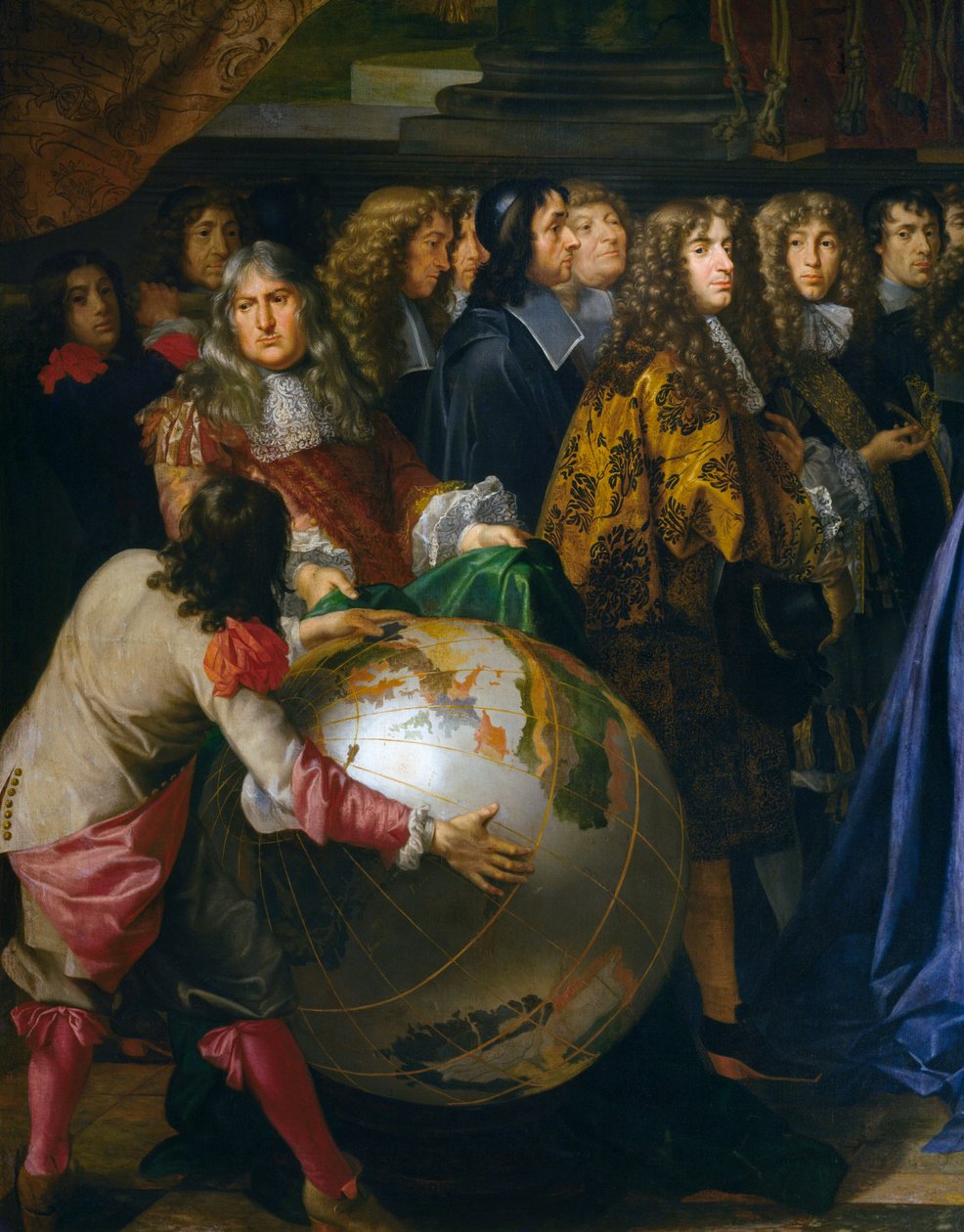 Jordklode, detalje af Jean-Baptiste Colbert, der præsenterer medlemmer af Royal Academy of Sciences for Louis XIV i 1667, olie på lærred af Henri Testelin (1616-1695), cm 348x590, Frankrig af Henri Testelin