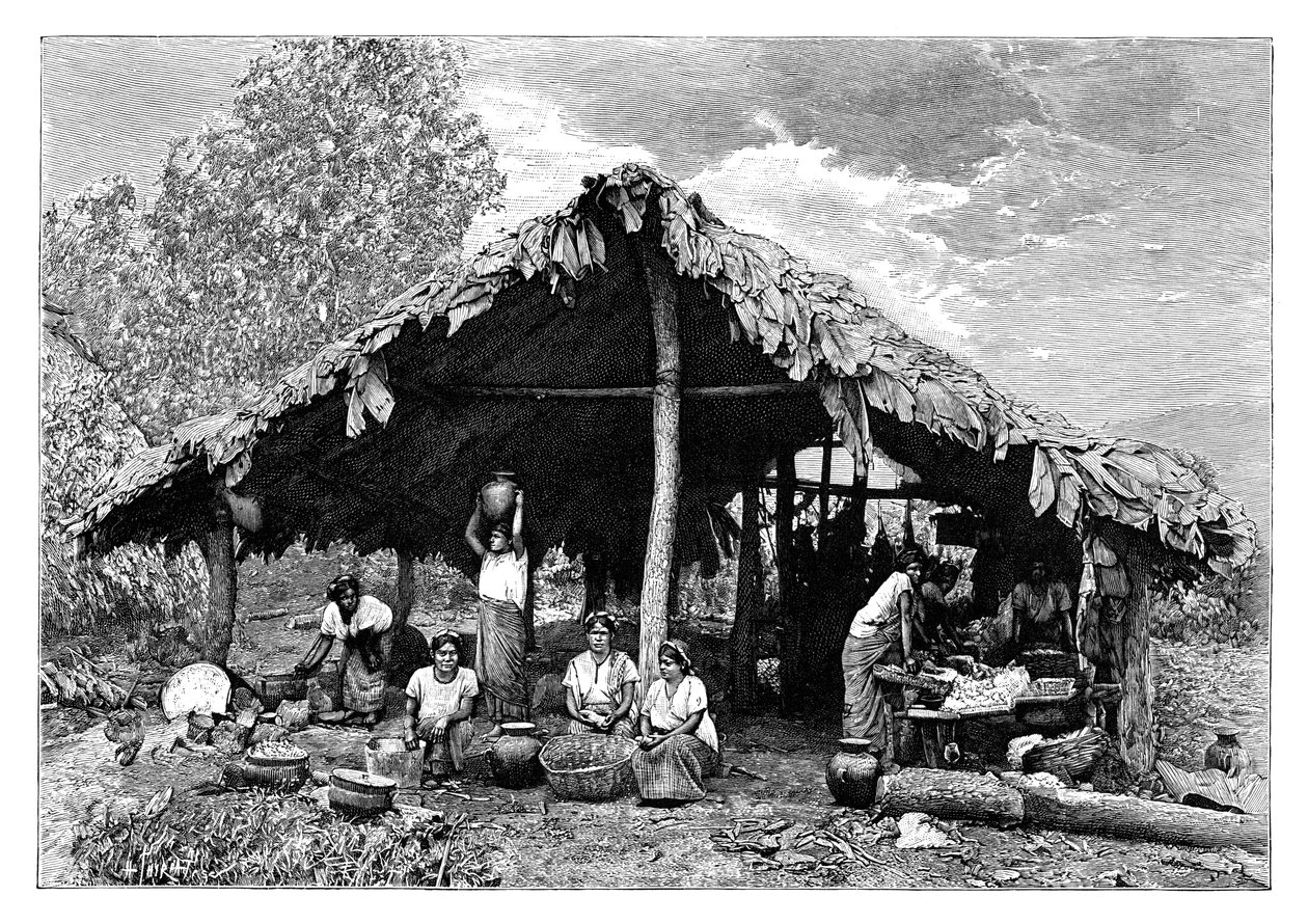 Indiske kvinder i de varme lande på Stillehavsskråningen, Mellemamerika, c1890 af Henri Thiriat